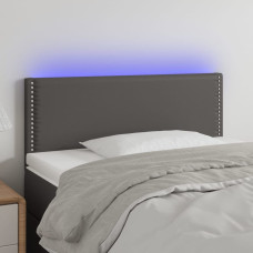 Vidaxl gultas galvgalis ar LED, 100x5x78/88 cm, pelēka mākslīgā āda