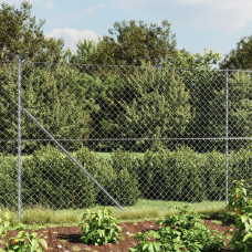 Vidaxl stiepļu žogs ar zemes mietiņiem, sudraba krāsā, 1,4x25 m