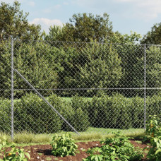 Vidaxl stiepļu žogs ar zemes mietiņiem, sudraba krāsā, 1,6x10 m