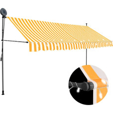 Vidaxl izvelkama markīze ar LED, manuāla, 350 cm, balta un oranža