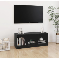 Vidaxl TV plaukts, melns, 104x33x41 cm, priedes masīvkoks