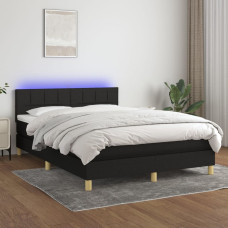 Vidaxl atsperu gulta ar matraci, LED, melns audums, 140x190 cm