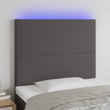 Vidaxl gultas galvgalis ar LED, 80x5x118/128 cm, pelēka mākslīgā āda