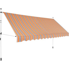 Vidaxl izvelkama markīze, 350 cm, manuāla, dzeltena ar zilām svītrām