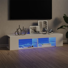 Vidaxl TV plaukts ar LED lampiņām, 135x39x30 cm, spīdīgi balts