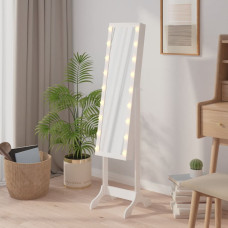 Vidaxl grīdas spogulis ar LED, balts, 34x37x146 cm