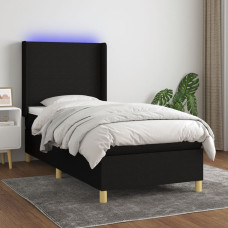 Vidaxl atsperu gulta ar matraci, LED, melns audums, 90x190 cm