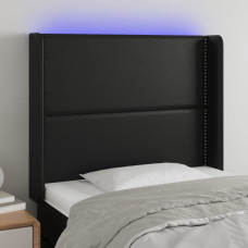 Vidaxl gultas galvgalis ar LED, 103x16x118/128 cm, melna mākslīgā āda