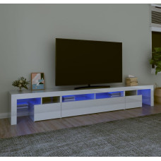 Vidaxl TV skapītis ar LED apgaismojumu, spīdīgi balts, 260x36,5x40 cm