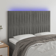 Vidaxl gultas galvgalis ar LED, 144x5x118/128 cm, gaiši pelēks samts