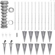 Vidaxl stiepļu žogs ar stabiem, mietiņiem, cinkots tērauds, 25x1,5 m