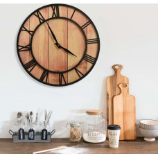 Vidaxl 325172 vidaXL Wall Clock 39 cm Brown and Black MDF and Iron