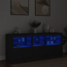 Vidaxl kumode ar LED lampiņām, melna, 162x37x67 cm