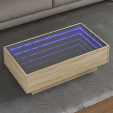 Vidaxl kafijas galdiņš ar LED, ozola, 90x50x30 cm, inženierijas koks