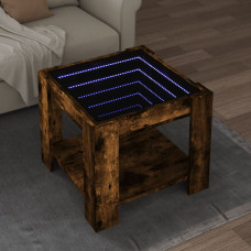 Vidaxl kafijas galdiņš ar LED, ozola, 53x53x45 cm, inženierijas koks