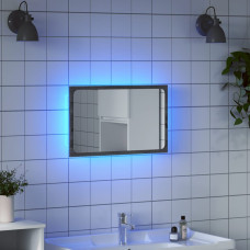 Vidaxl vannasistabas spogulis ar LED, pelēks, 60x8,5x38 cm, koks