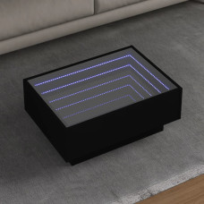 Vidaxl kafijas galdiņš ar LED, melns, 70x50x30 cm, inženierijas koks