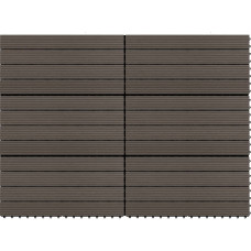 Vidaxl terases flīzes, 6 gab., WPC, 60x30 cm, 1,08 m², tumši brūnas