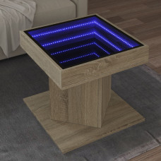 Vidaxl kafijas galdiņš ar LED, ozola, 50x50x45 cm, inženierijas koks