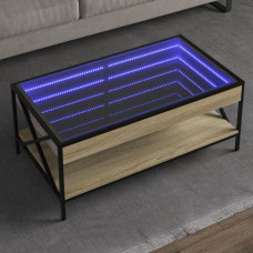 Vidaxl kafijas galdiņš ar LED, ozola krāsa, 90x50x38 cm