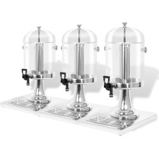 Vidaxl sulas dispensers, 3 x 8 L, nerūsējošs tērauds