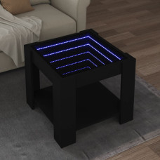 Vidaxl kafijas galdiņš ar LED, melns, 53x53x45 cm, inženierijas koks