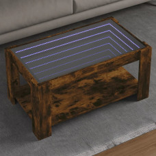 Vidaxl kafijas galdiņš ar LED, ozola, 93x53x45 cm, inženierijas koks