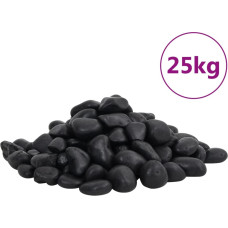 Vidaxl pulēti oļi, 25 kg, melni, 2-5 cm