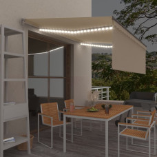 Vidaxl izvelkama markīze ar žalūziju, LED, 4,5x3m, manuāla, krēmkrāsas