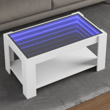 Vidaxl kafijas galdiņš ar LED, balts, 93x53x45 cm, inženierijas koks