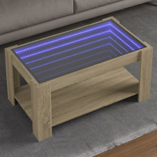 Vidaxl kafijas galdiņš ar LED, ozola, 93x53x45 cm, inženierijas koks