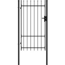 Vidaxl žoga vārti ar pīķiem augšpusē, melni, 1x1,75 m, tērauds