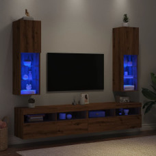 Vidaxl TV skapīši ar LED, 2 gab., koka krāsa, 30,5x30x102 cm