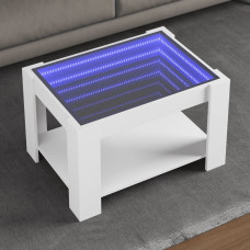 Vidaxl kafijas galdiņš ar LED, balts, 73x53x45 cm, inženierijas koks