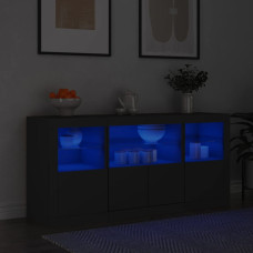 Vidaxl kumode ar LED lampiņām, melna, 142,5x37x67 cm