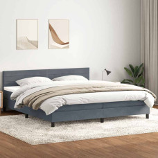 Vidaxl Box Spring Gulta ar matrača Tumši pelēka 200x210 cm samts