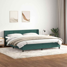 Vidaxl Box Spring Gulta ar matrača Tumši zaļa 200x210 cm samts