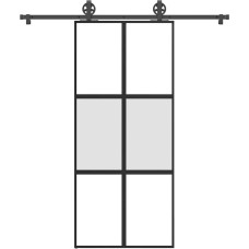 Vidaxl bīdāmās durvis ar aparatūras komplektu 90x205 cm rūdīts stikls