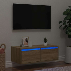 Vidaxl TV galdiņš ar LED lampiņām ozolkoka krāsa 75x35,5x25 cm