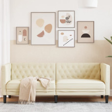 Vidaxl Chesterfield Sofa 3-Seater krēmkrāsas mākslīgā āda