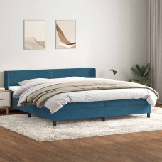 Vidaxl Box Spring Gulta ar matrača Tumši zila 200x220 cm samts