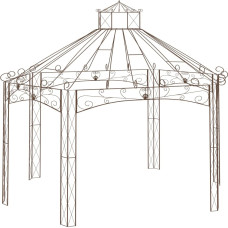 Vidaxl dārza paviljons, 558x350x408 cm, antīki brūna dzelzs