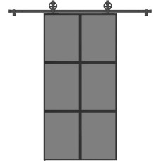 Vidaxl bīdāmās durvis aparatūras komplektu 102,5x205 cm rūdīts stikls