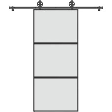 Vidaxl bīdāmās durvis ar aparatūras komplektu 90x205 cm rūdīts stikls