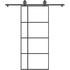 Vidaxl bīdāmās durvis ar stiprinājumiem, stikls, alumīnijs, 90x205 cm