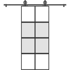 Vidaxl bīdāmās durvis ar aparatūras komplektu 90x205 cm rūdīts stikls