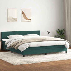 Vidaxl Box Spring Gulta ar matrača Tumši zaļa 200x220 cm samts