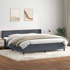 Vidaxl Box Spring Gulta ar matrača Tumši pelēka 200x210 cm samts