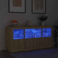 Vidaxl kumode ar LED lampiņām, ozolkoka krāsa, 142,5x37x67 cm