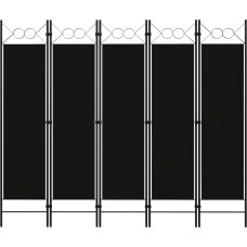 Vidaxl 5-paneļu istabas aizslietnis, melns, 200x180 cm